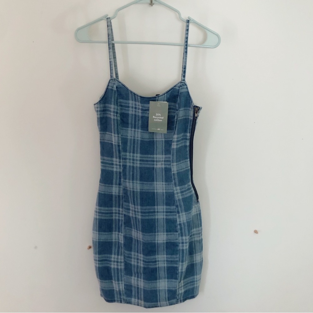 Divided H&M Plaid Denim Dress Fits Small
